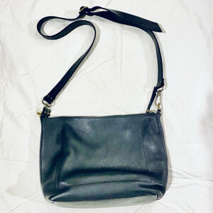 Handmade Black Leather Crossbody Hobo Purse